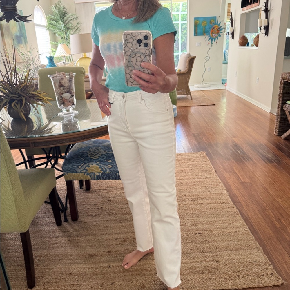 Risen Leah High Rise White Jeans